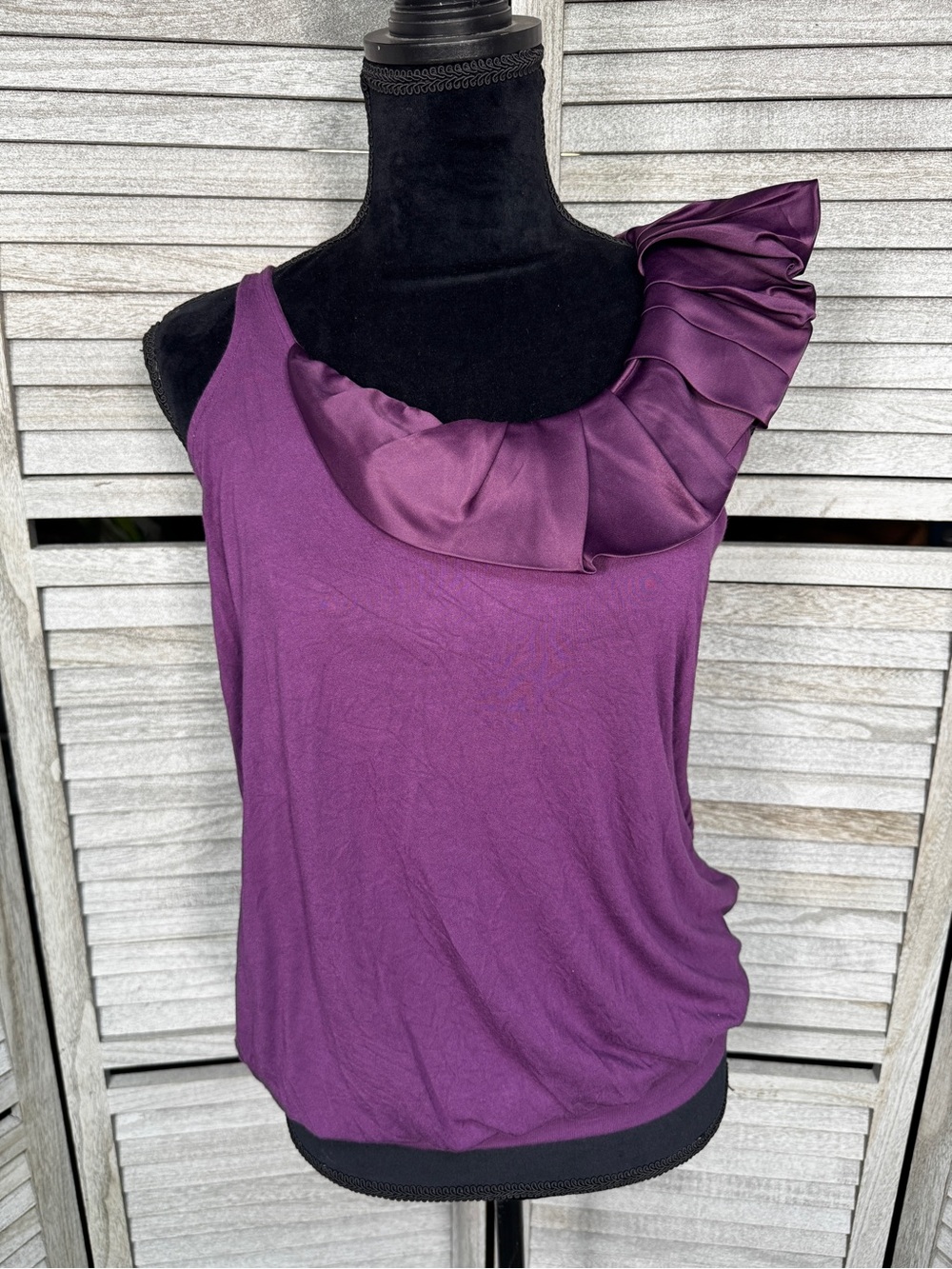 Ted Baker Purple Asymmetrical Ruffle One Shoulder Top Size 1
